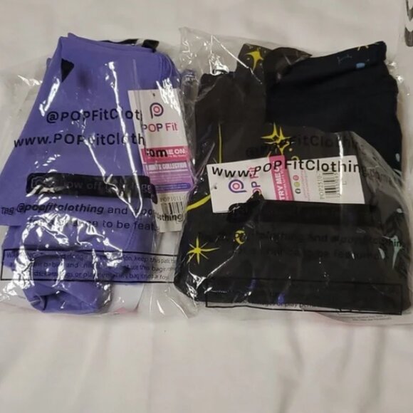 POP Fit 2-Pack Try Me On Leggings in Purple and Black Size Large NWT - Picture 10 of 11